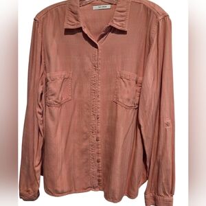 Slink Button Down Plaid Top Dusty Coral Size 3.